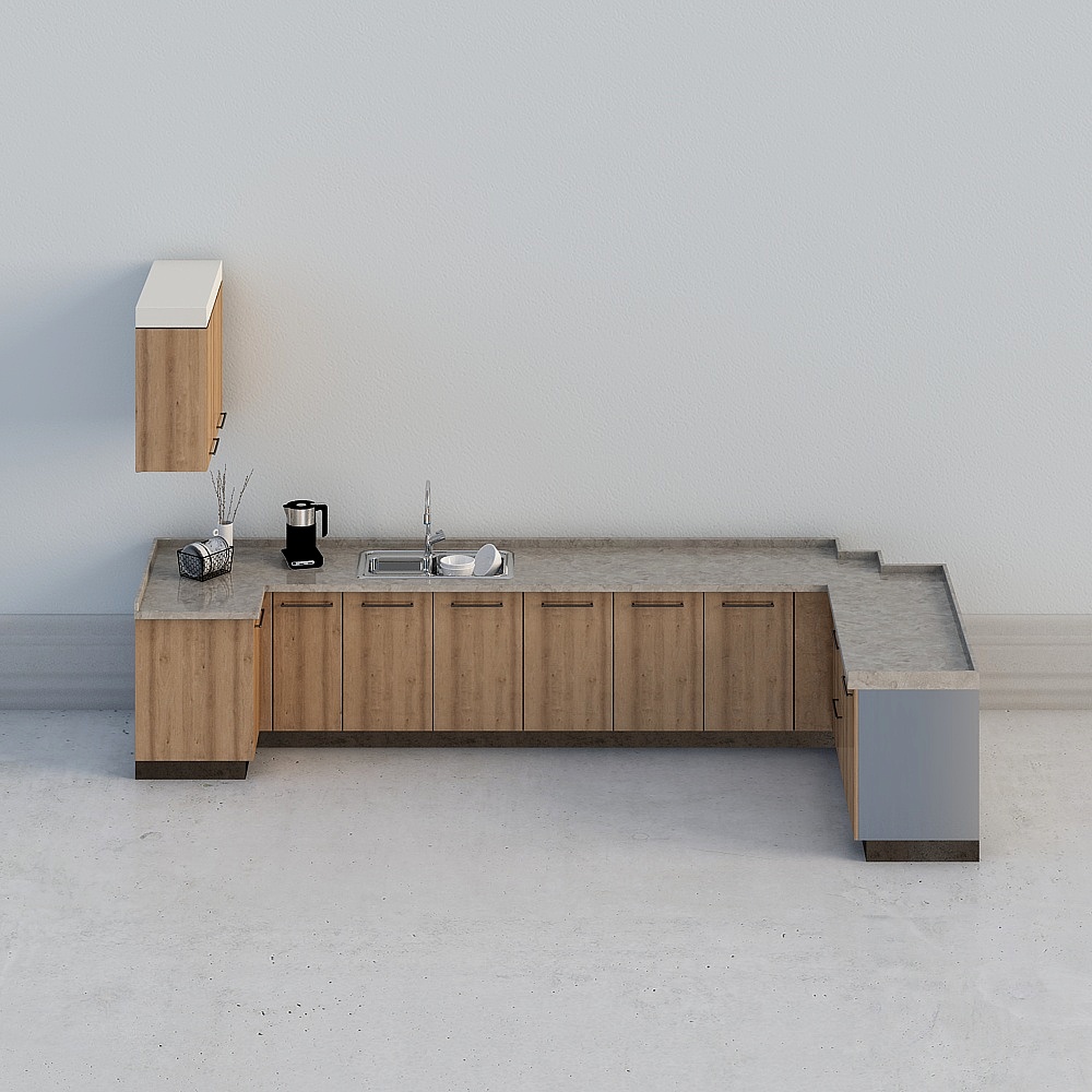 Modern-Kitchen Wood Color Cabinets 02-xs