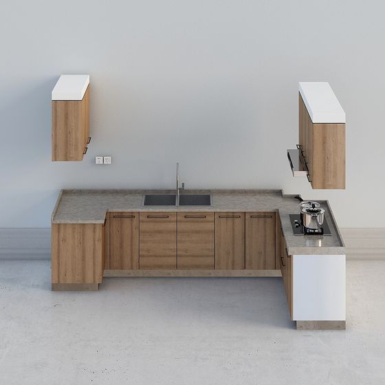Modern Minimalist Kitchen 3D model Design