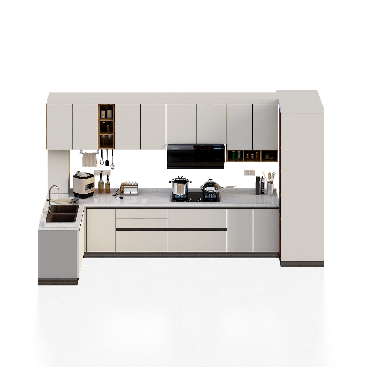 Modern Minimalist Kitchen 3D Model – Low-Poly Design