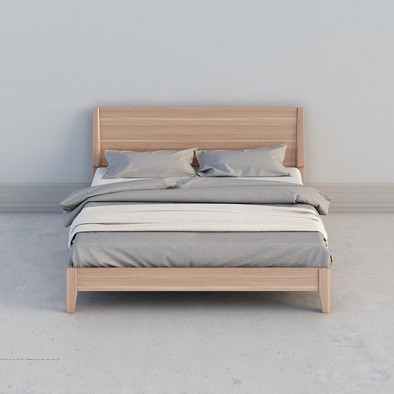 Stylish Low-Polygon Bed Frame 3D model for Modern Interiors