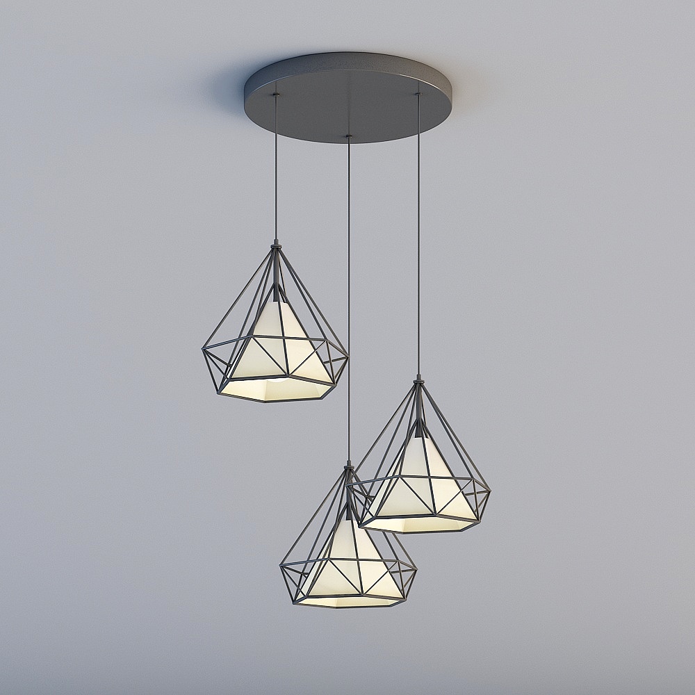 Luces 3D son todas ZE-Nórdicas postmodernas restaurante bar lámpara araña de hierro negro-616-3 disco negra