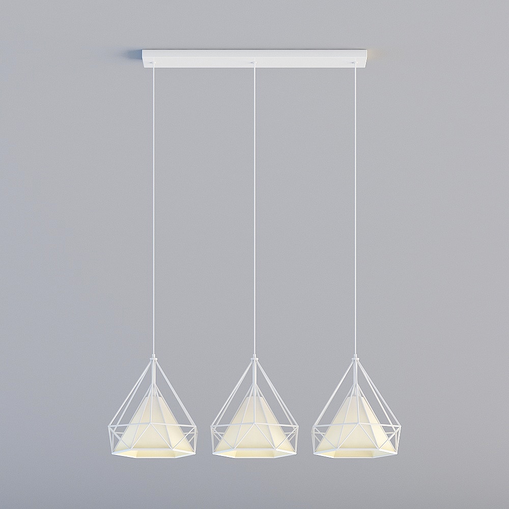 3D lights are all ZE-Nordic postmodern restaurant bar black iron chandelier-616-3 long plate white