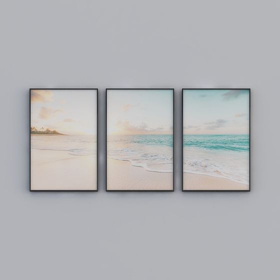 Serene Beach Triptych 3D Model