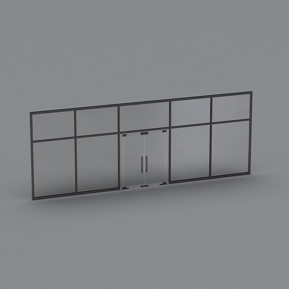 Stylish Glass Curtain Wall Door System 3D model