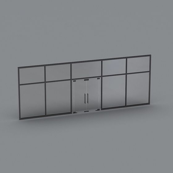 Elegant Glass Curtain Wall Door System 3D model
