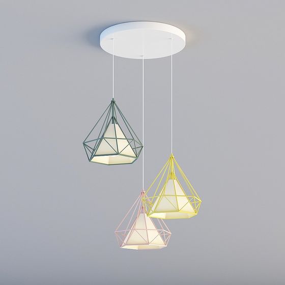 Stylish Geometric Pendant Light 3D model for Modern Interiors