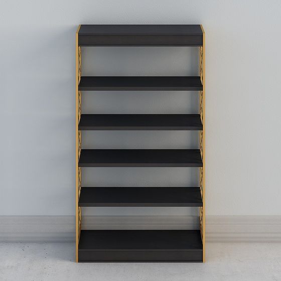Elegant Black and Gold Bookshelf 3D model
