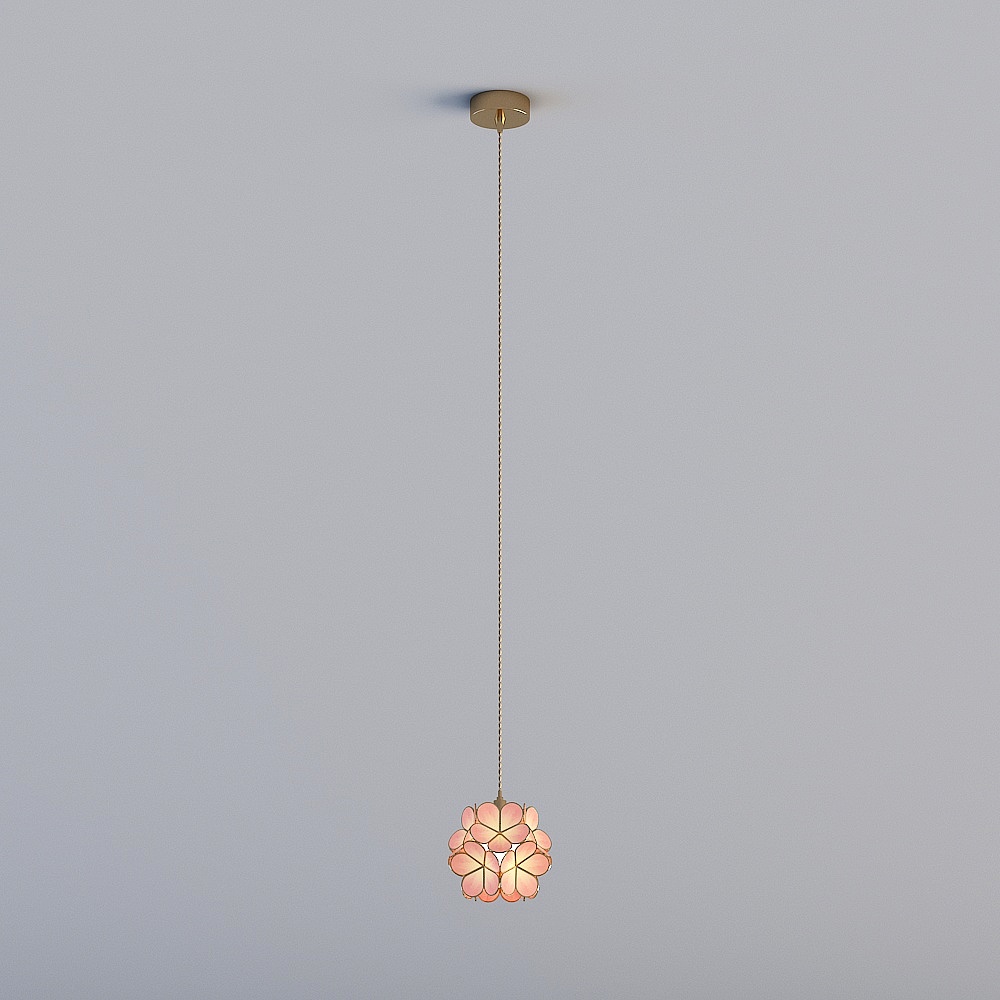 3D lights are all XJDS - Nordic Light Luxury Copper Glass Petal Single Head Chandelier - MD364-Pink