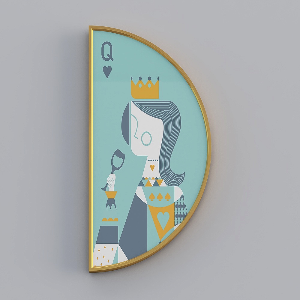 Metal semi-circular painting (50 metal semicircular painting) (vertical right)