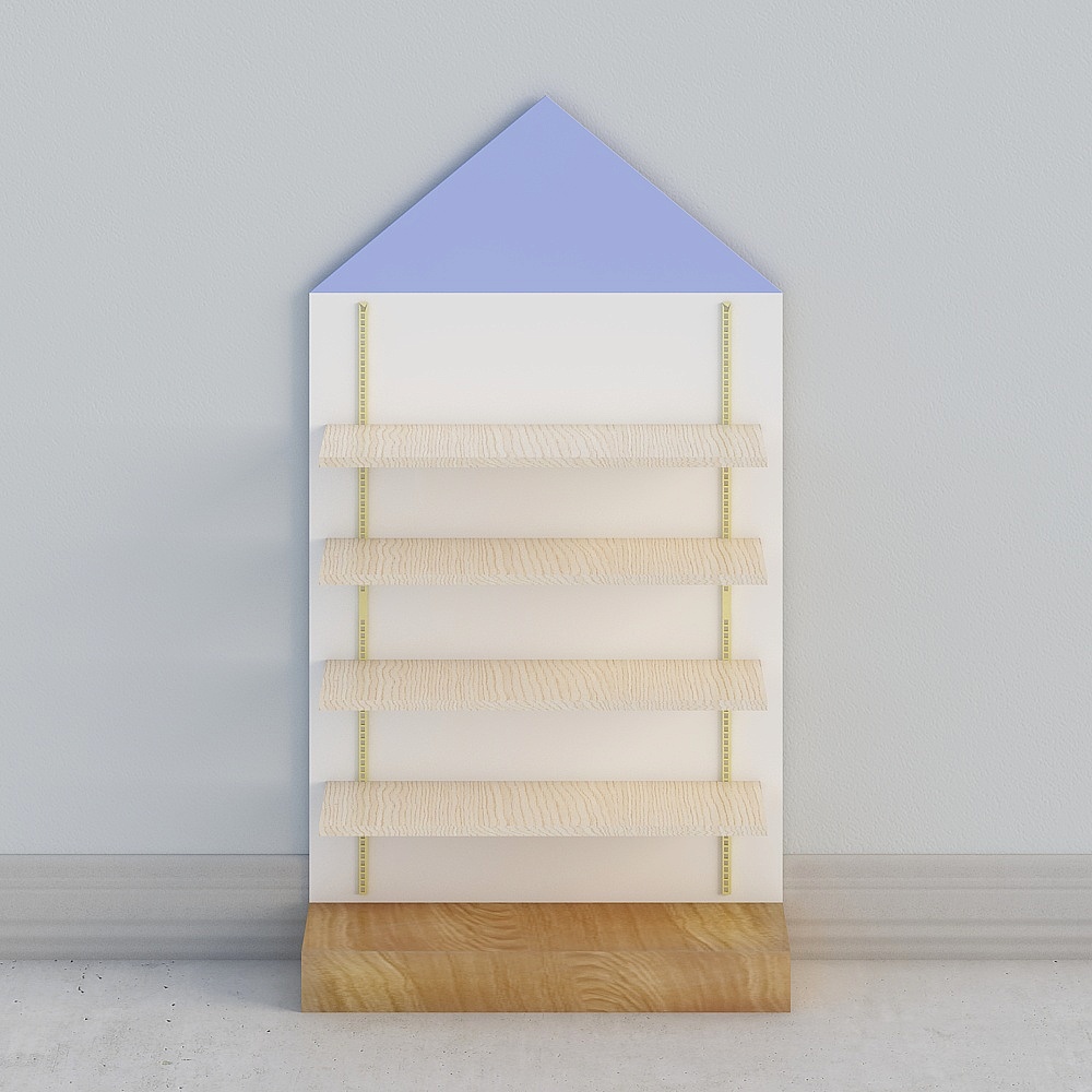 Unique Low-Poly Cottage Bookshelf 3D Model