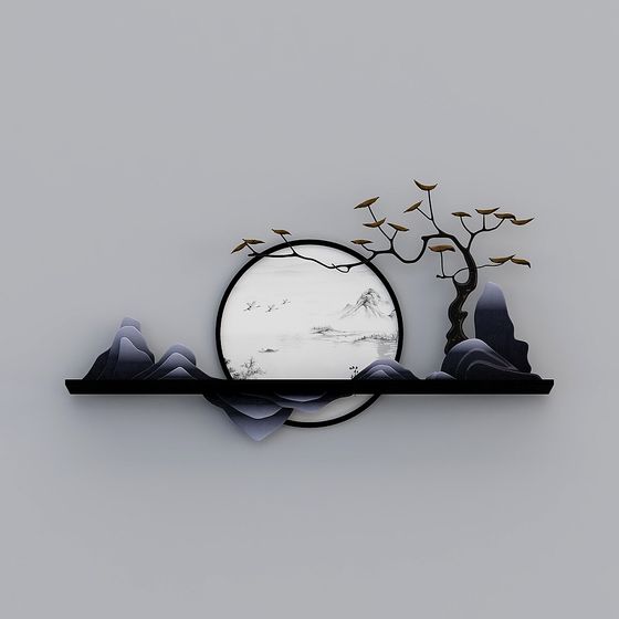 Ink Wash Painting Wall Décor 3D model