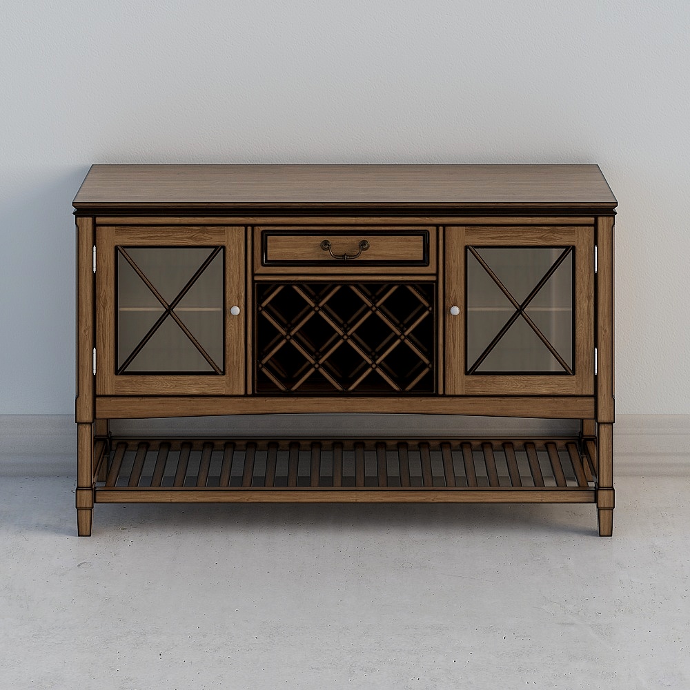 Elegant Vintage Bar Cabinet 3D model