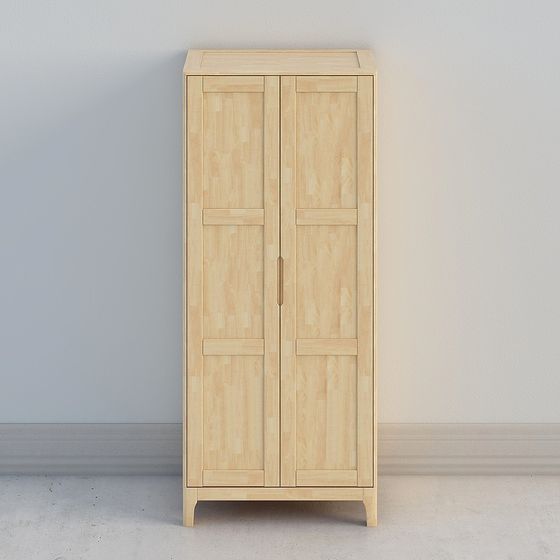 Low-Polygon Wooden Wardrobe 3D model