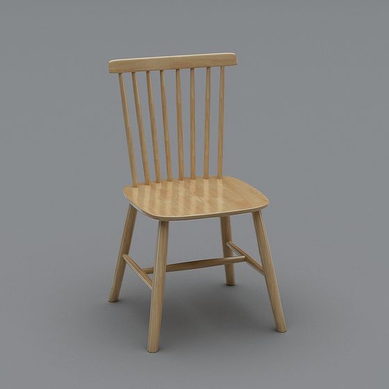 Stylish Wooden Chair 3D model in Low-Polygon Style