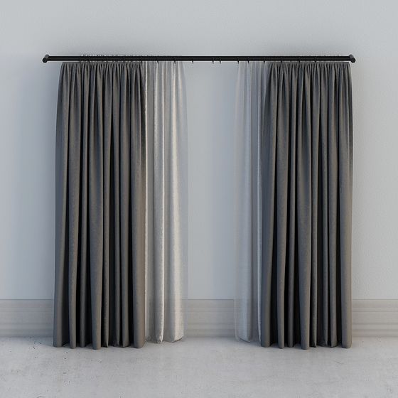 Elegant Grey Curtain 3D model for Modern Aesthetics
