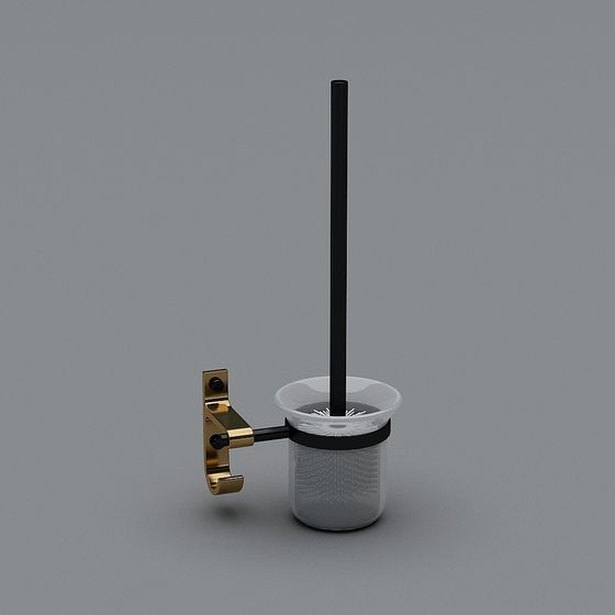 Elegant Golden Toilet Brush Holder 3D model