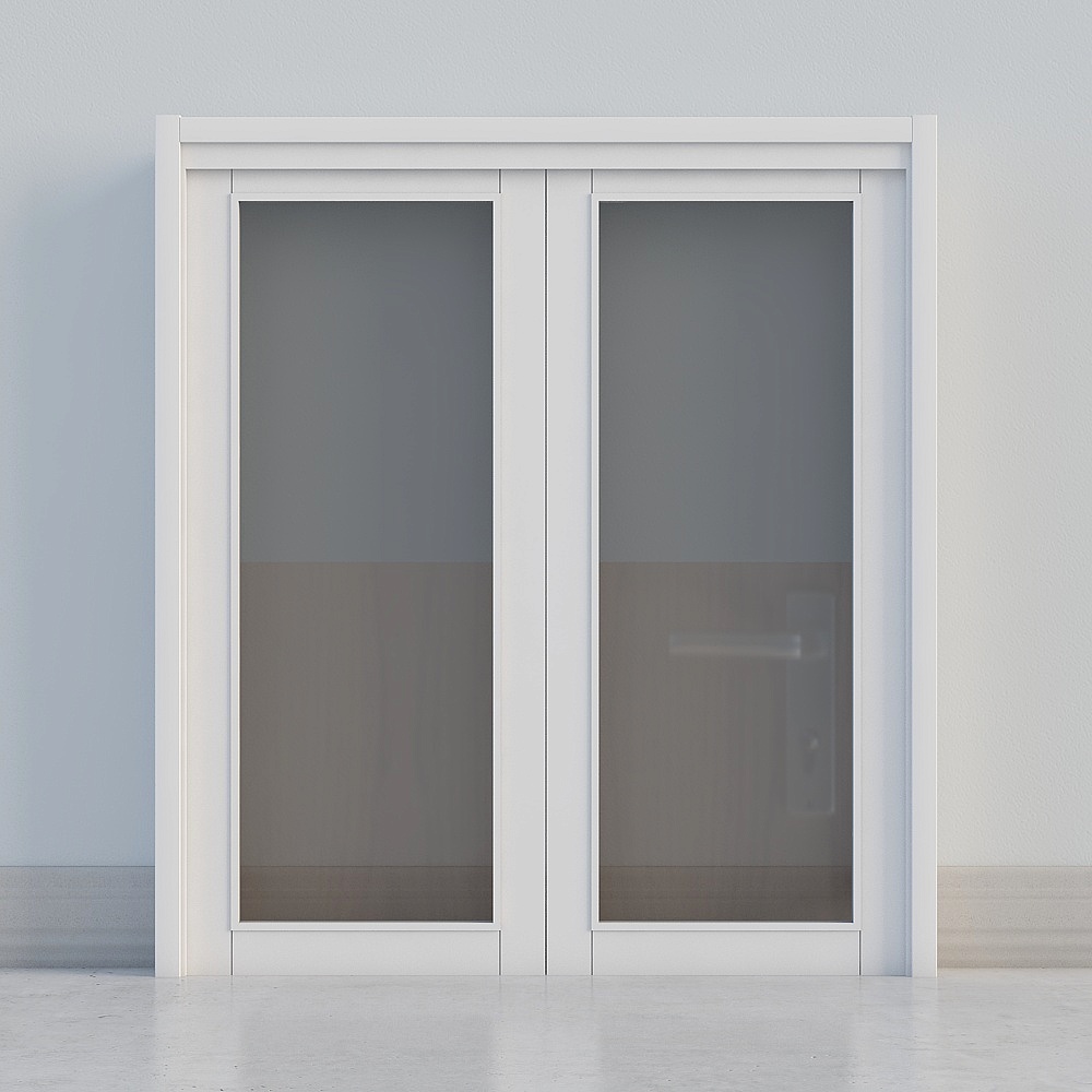 modern white windowed double door