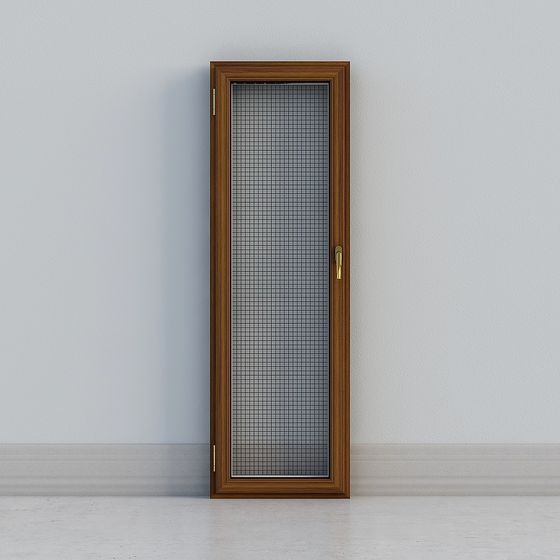 Elegant Wooden Screen Door 3D model