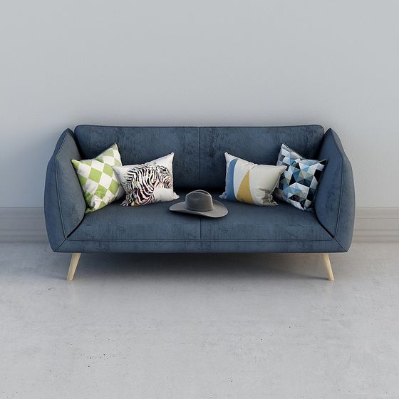 Elegant Dual Sofa 3D model for Modern and Vintage Spaces