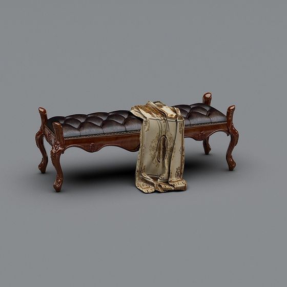 Elegant Royal Bench 3D model for Classic Interiors