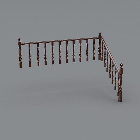 Elegant Low-Polygon Stair Railing 3D model