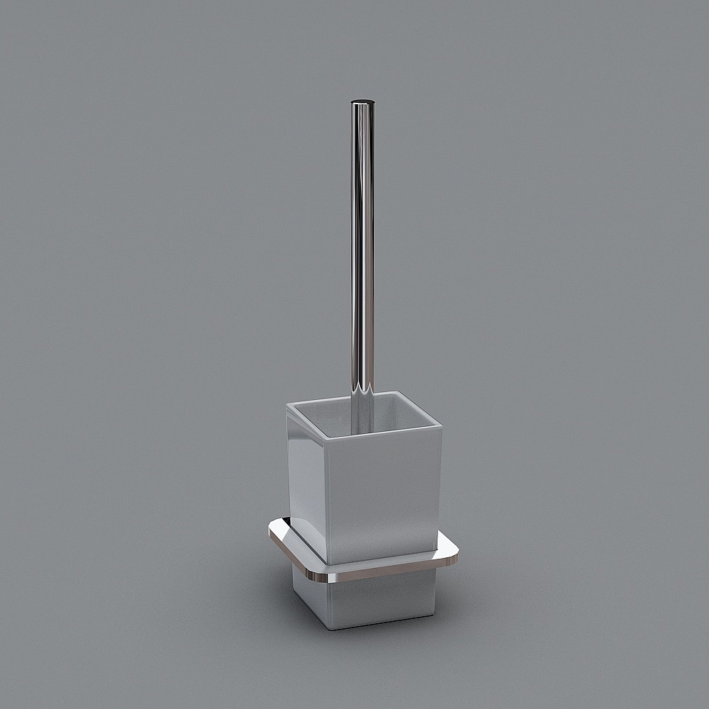 Sleek Stainless Steel Toilet Brush Holder 3D model