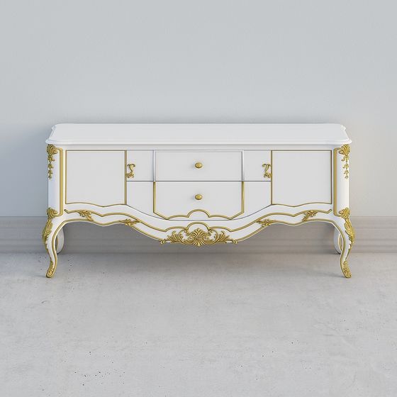 Rococo Style Side Cabinet 3D model