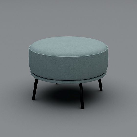 Modern Black Sofa Stool 3D Model in O-Shape