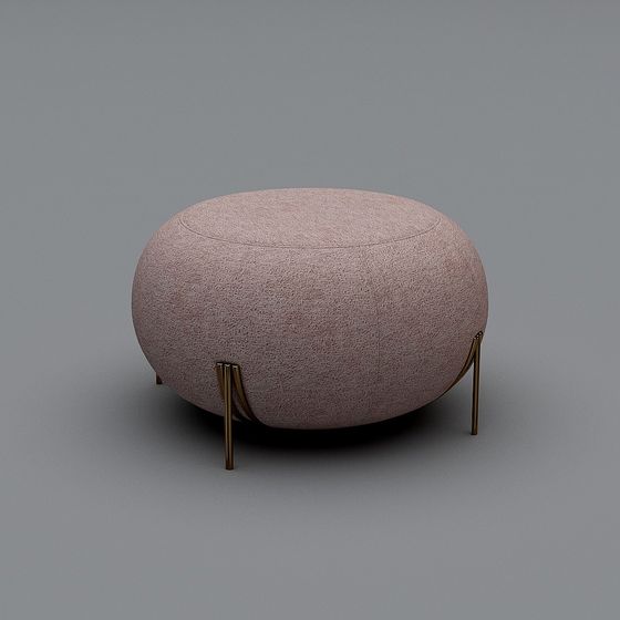 Gray O-Shape Sofa Stool 3D Model