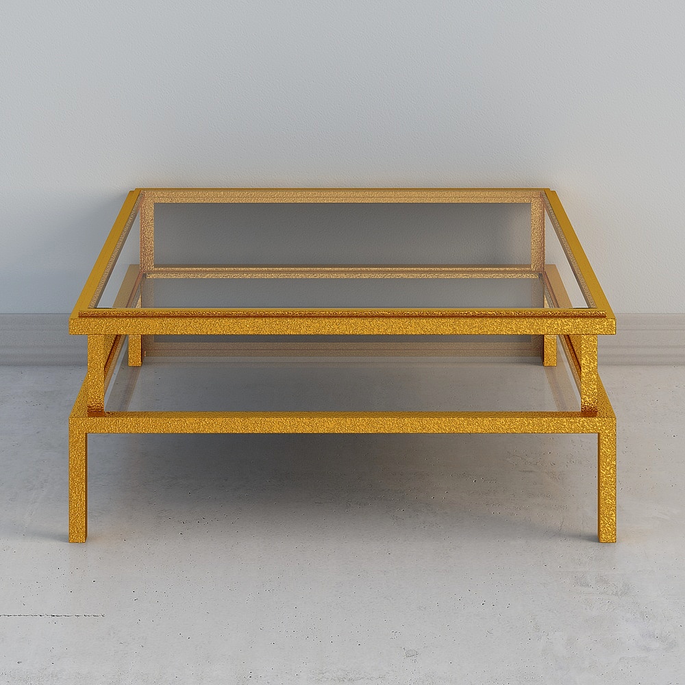 Yvonne Art Robert/Simply Modern Square Metal Double Glass Coffee Table Living Room Edge 200H-8