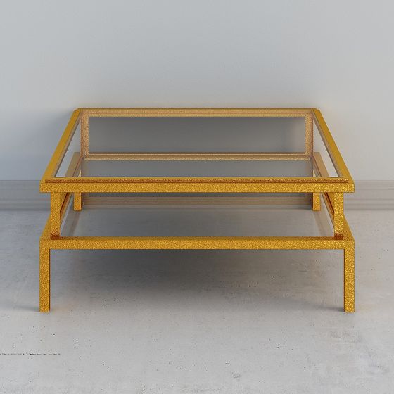 Elegant Gold Glass Coffee Table 3D model