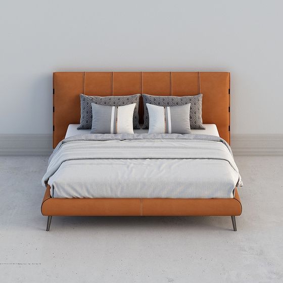 Stylish Low-Poly Bed Frame 3D model