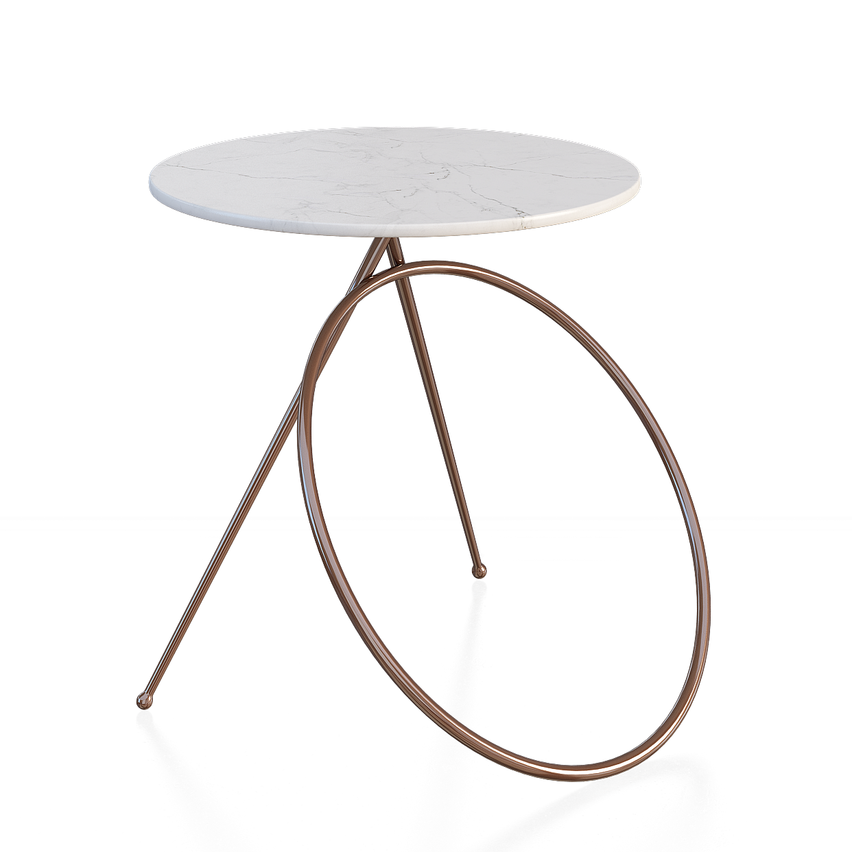 Modern Minimalist Round Table 3D Model – Marble & Rose Gold