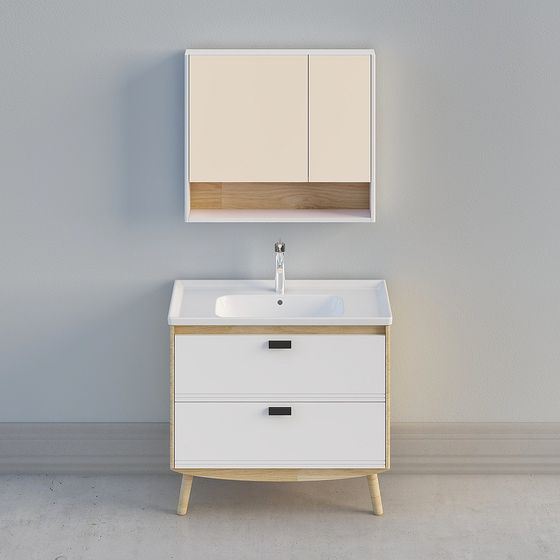 Elegant Low Poly Bathroom Cabinet 3D model