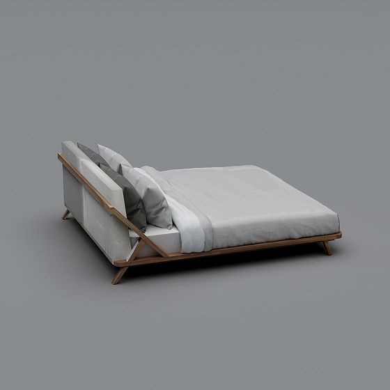 Stylish Minimalist Bed 3D model for Cozy Spaces