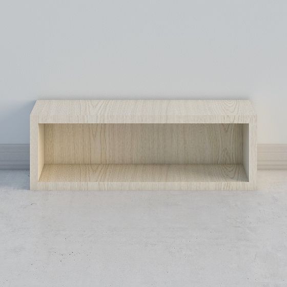 Elegant Suspended Wood Rack 3D model for Modern Spaces