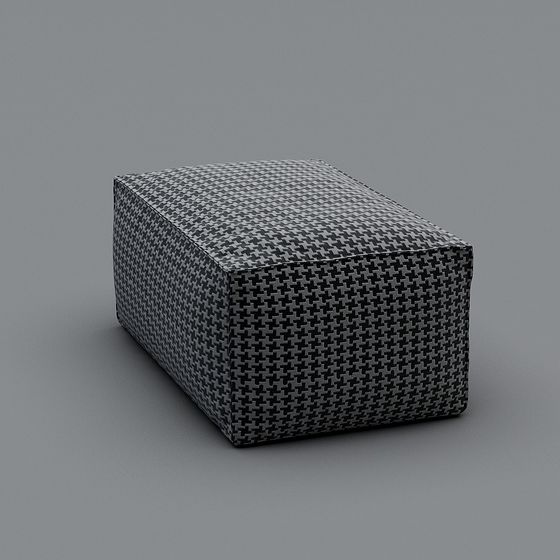 Black Square Sofa Stool 3D Model for Modern Spaces