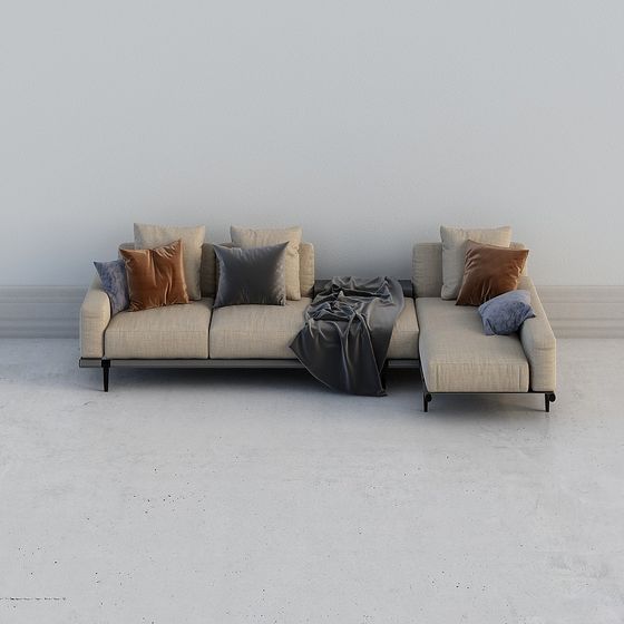 Sophisticated Low Poly 3D Sofa Model for Contemporary Interiors