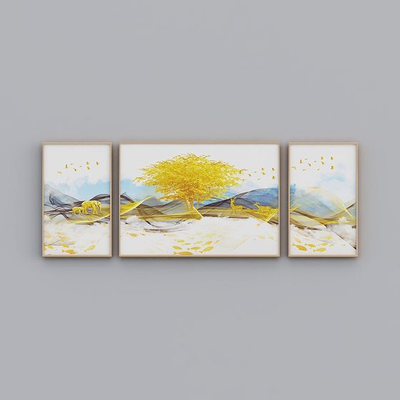 Golden Forest Triptych 3D model