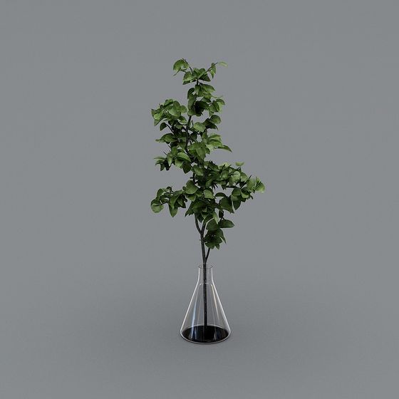 Glass Bottle Greenery 3D model