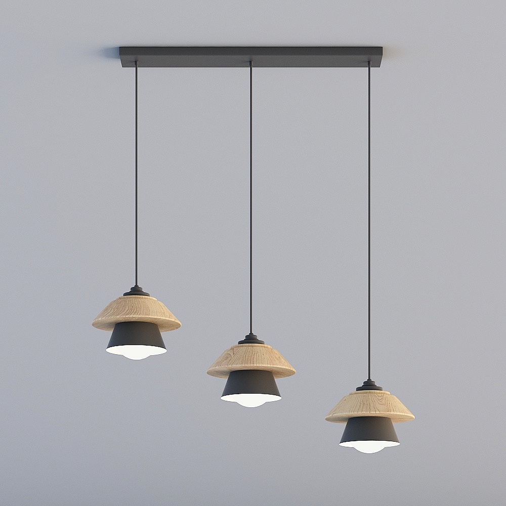 3D lights are all ZE-Nordic Postmodern Minimalist Cafe Log Iron Black Ensemble Chandelier-955-3