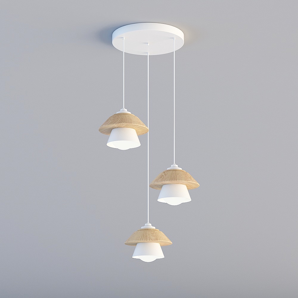 3D lights are all ZE-Nordic Postmodern Minimalist Cafe Log Iron White Combo Chandelier-955-3