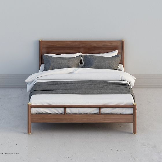 Stylish Low-Polygon Bed Frame 3D model