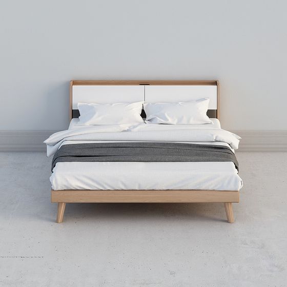 Elegant Low-Poly Bed Frame 3D model for Modern Interiors