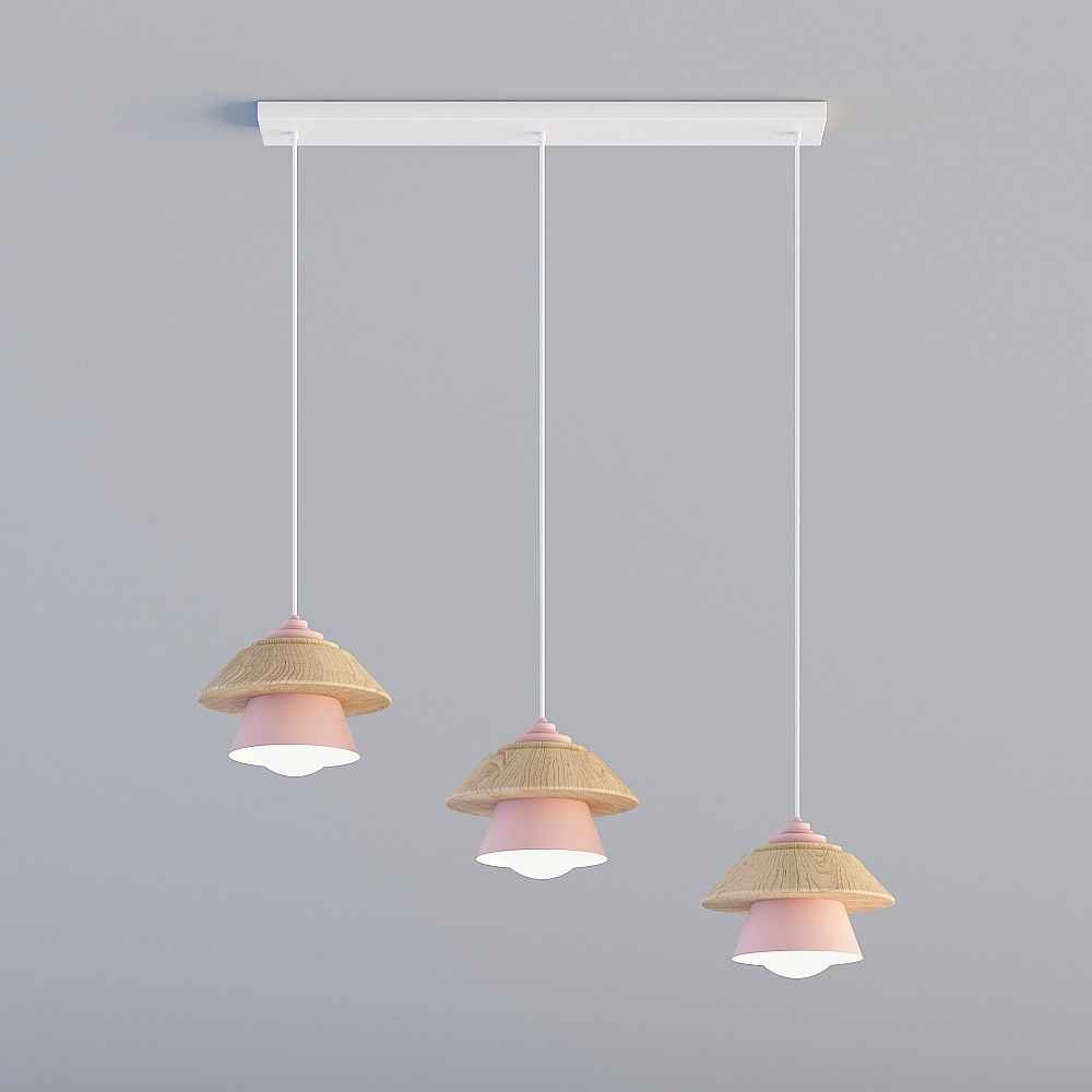 โคมไฟ 3D ทั้งหมด ZE-Nordic โพสต์โมเดิร์น มินิมอลลิสต์ คาเฟ่ ลอกราวเหล็กสีชมพู คอมโบ 955-3