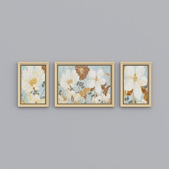 Floral Harmony Triptych 3D model