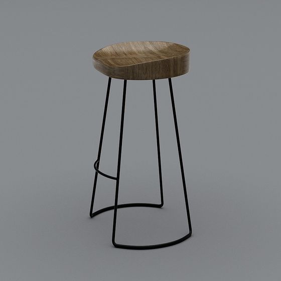 Wood Grain Bar Stool 3D model