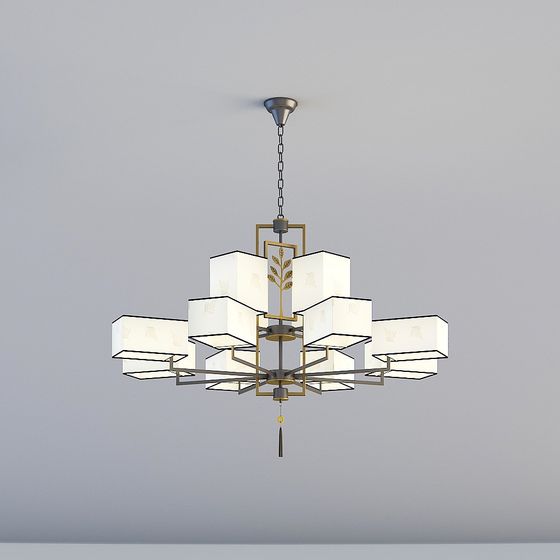 Elegant Low-Polygon Chandelier 3D model