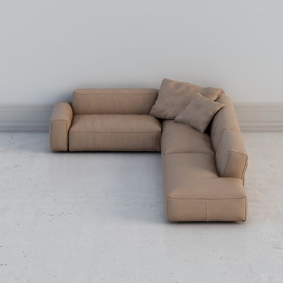 Elegant Low-Polygon Sofa 3D model