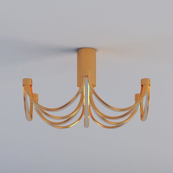 Elegant Golden Cascade 3D model Chandelier